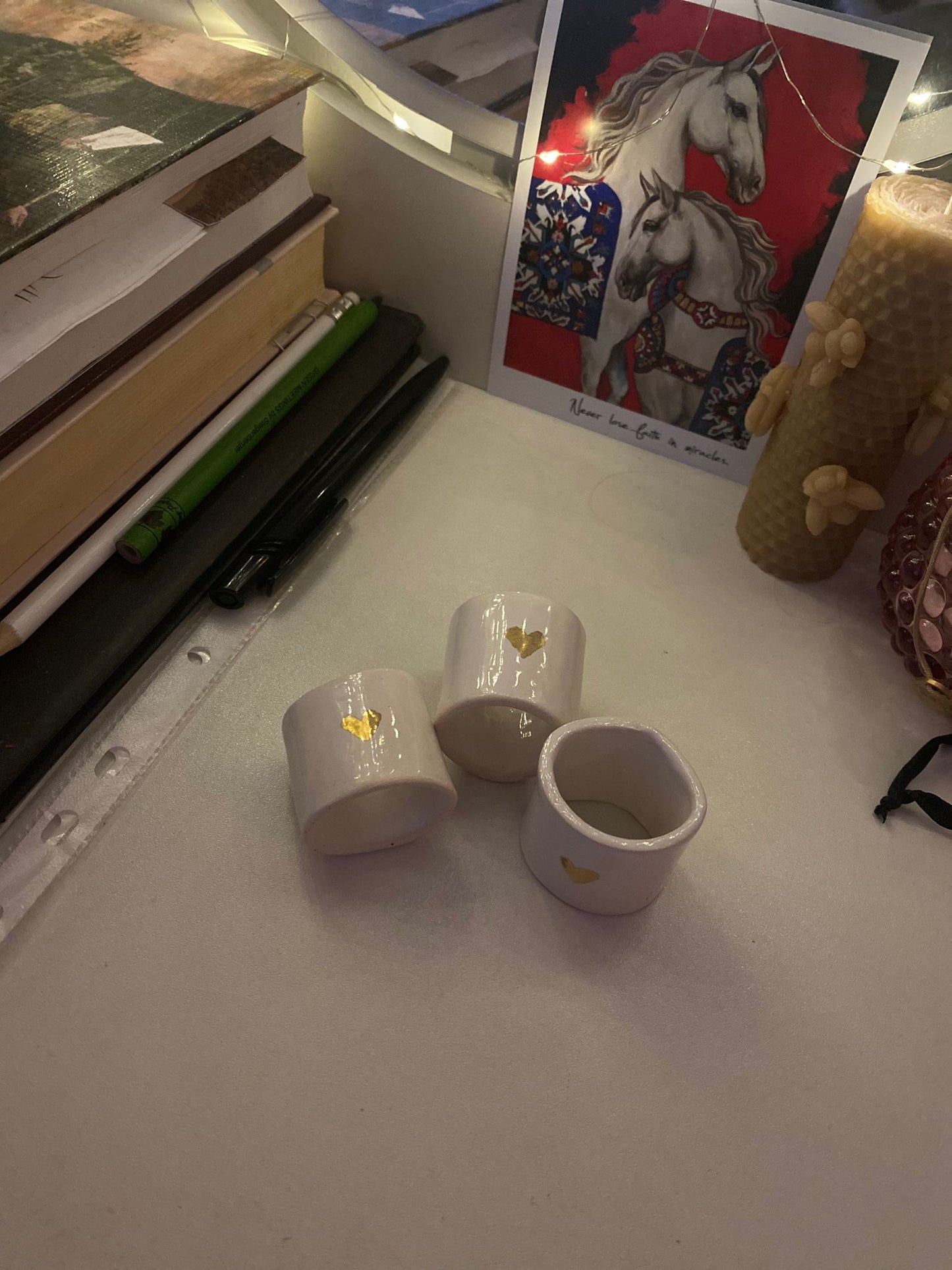 Handcrafted ceramic napkin rings set