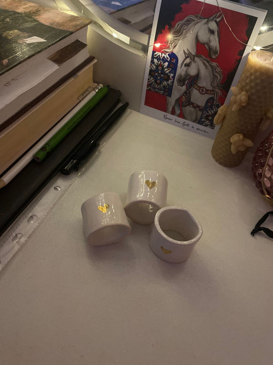 Handcrafted ceramic napkin rings set