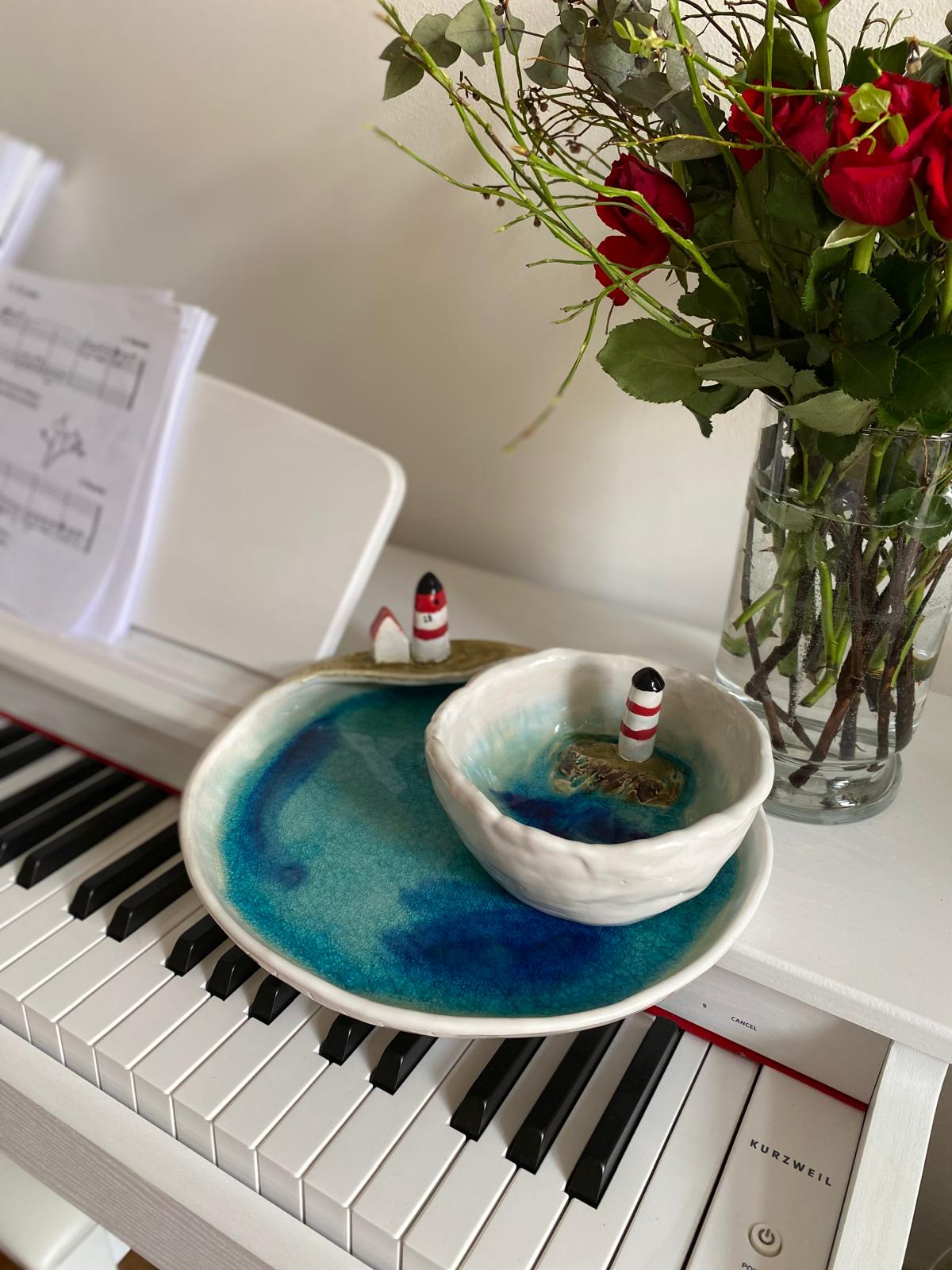 Handmade ceramic set of plates