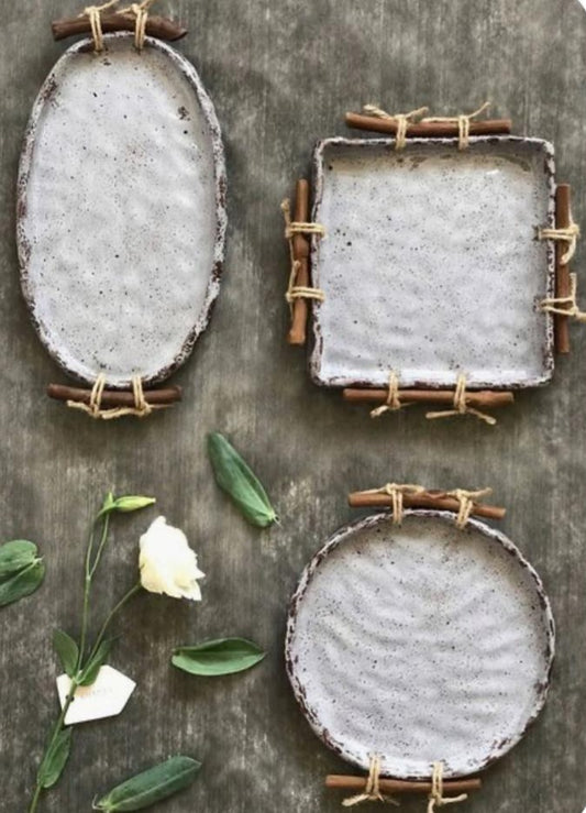 Handmade ceramic set of plates